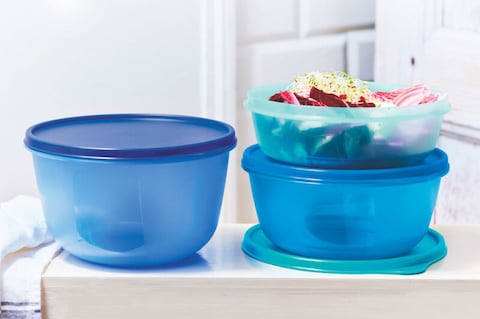 Tupperware Seal &amp; Go Large Bowl Set, Blue, Plastic, 600m