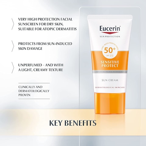 Eucerin Sun Cream Spf50+, 50 ml, Multicolour