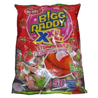 BIGG DADDY SBERRY FLAV LOLLIPOP50PC
