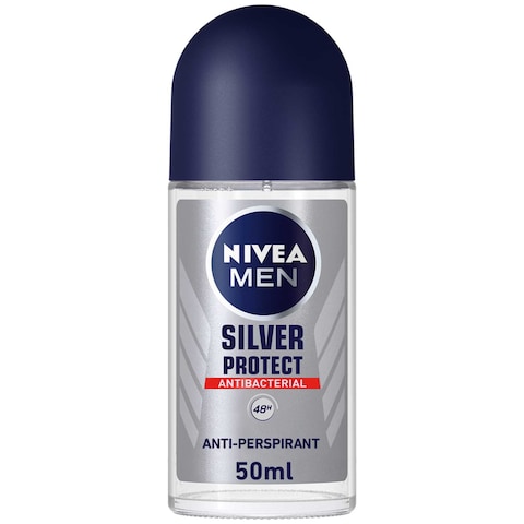 Buy NIVEA MEN Antiperspirant Roll-on for Men Silver Protect Antibacterial Protection 50ml in UAE