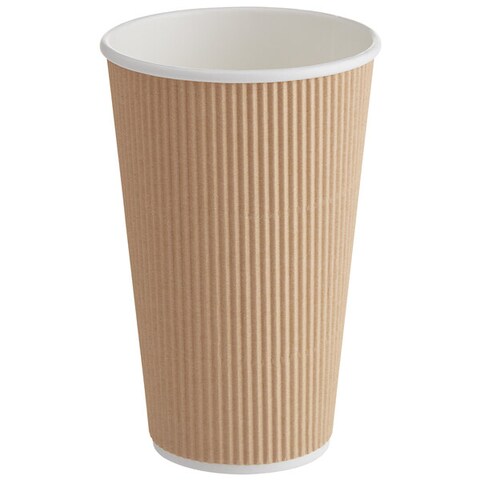 Yesocea [50 Pack] Disposable Hot Cups - 16oz Kraft Double Wall Insulated Ripple Sleeves To Go Coffee Cups