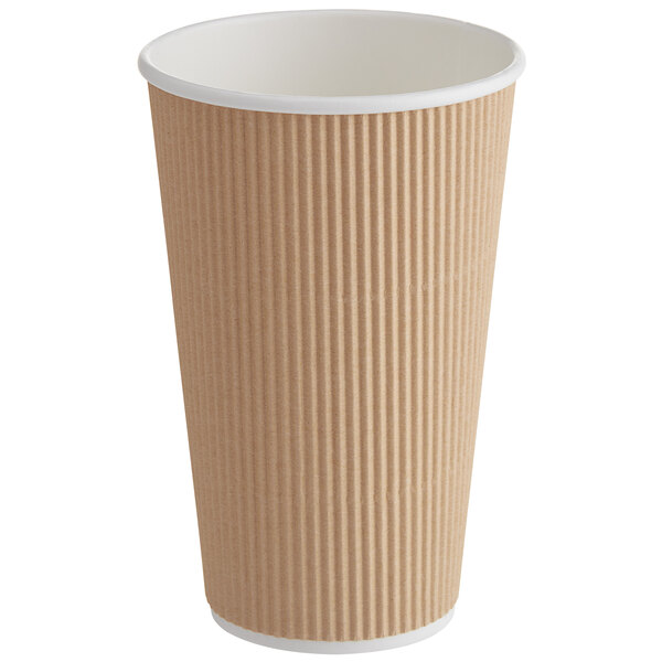 Yesocea [50 Pack] Disposable Hot Cups - 16oz Kraft Double Wall Insulated Ripple Sleeves To Go Coffee Cups