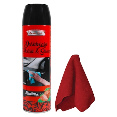 Smart Car Strawberry Dashboard Polish And Shine 500ml With Cloth Multicolour