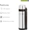Royalford 1200 ml Vacuum Bottle- Double Wall, Stainless Steel, Hot &amp; Cold, Vacuum Insulated, Leak-Resistant-Preserves Flavor And Freshness, Silver