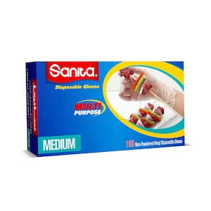 Sanita Vinyl Gloves Non Powdered Medium 100's