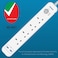 Remson Essential 6 Way 2 USB Ports + 4 AC Outlets Fast Charging Surge Protection 13A Power Strip With 3M Cable Length