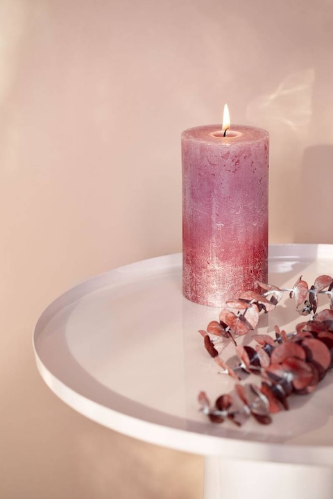 Bolsius Rustic Pillar Candle, Ash Rose &amp; Red, 130/68mm