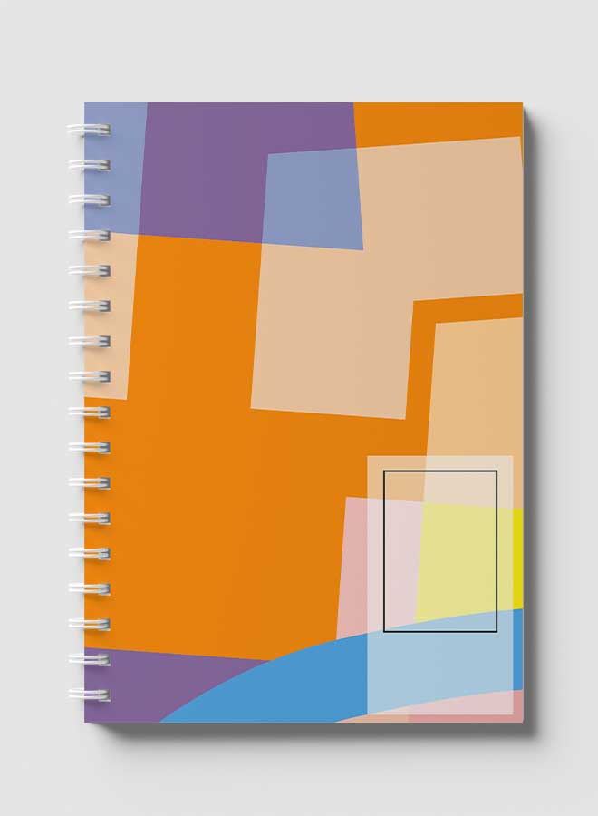 Lowha Spiral Notebook With 60 Sheets And Hard Paper Covers With Abstract Colorful Shapes Design, For Jotting Notes And Reminders, For Work, University, School