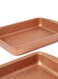 Dessini 3-Pieces Granite Square Pan Set Rose Gold Small Bakeware Pan (32X22), Medium Bakeware Pan (35X25), Large Bakeware Pan (38X28)Cm