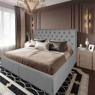 In House Lujin Linen Bed Frame - Single - 200x90cm - Light Gray