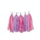 Unique Tissue Paper Tassel Garland- 9 Feet Size- Pink/Purple