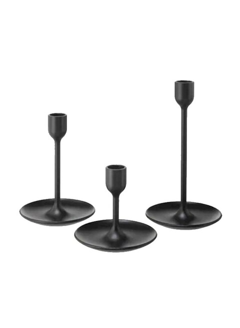 Generic 3-Piece Fulltalig Candlestick Holder Black 10cm