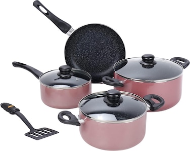 Royalford 8Pcsaluminu Cookware Setmarble Coatin1X2