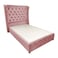 In House Lychee Velvet Bed Frame - Queen - 200x160 cm - Light Pink