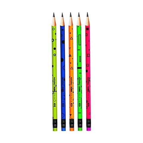 Nataraj Fluro Print Round Pencil Set - 12 Pencils