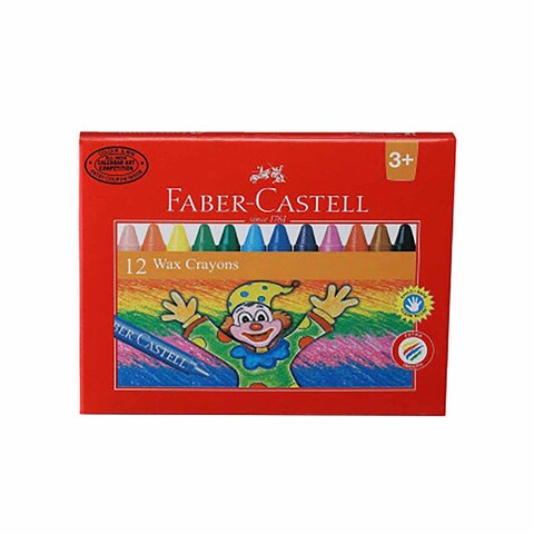 FABER CASTEL WAX CRAYON 12COL 75MM