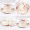 XIANGYU dinner set porcelain gold, 32pcs tea set; (12)pcs tea cup/saucer, (6) 10&#39;5 flat plate, (6) 7&#39;5 flat plate, (6) 6&#39; salad bowl, (1) 6&#39; salad bowl, (1) 14&#39; oval plate. New Ceramic Bone China, The