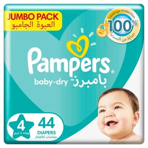 Pampers Baby-Dry Leakage Protection Diapers Size 4 9-14kg Jumbo Pack 44 Count