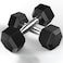 H PRO Barbell Set of 2 Hex Rubber Dumbbell with Metal Handles, Pair of 2 Heavy Dumbbells  ( 5KG x 2 )
