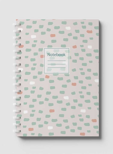 لوحة  دفتر سلك ٦٠ ورقة بغلاف من الورق المقوى بتصميم اشكال باللون الاخضر، لتسجيل الملاحظات وتدوين التذكيرات للعمل أو الجامعة أو المدرسة