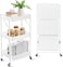Sky-Touch 3 Tier Foldable Metal Rolling Utility Cart Organizer, 46X30X76Cm, Multipurpose Organizer Trolley With Casters For Kitchen, Bedroom, Bathroom, Office, Laundry Room And Garage, White