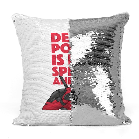 Loud Universe - Dead Pool Spirit Animal White Sequin Throw Pillow with Stuffing Unicorn Funny Dead Pool Fun Home Decor Pillow