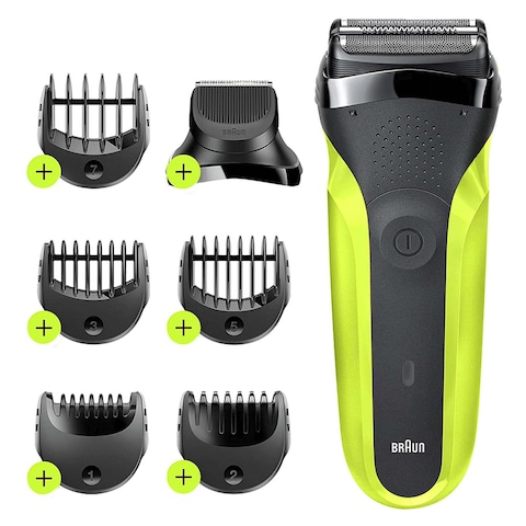 Braun Series 3 Electric Shaver With Trimmer Head And 5 Combs 300BT Green