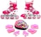 EASY FUTURE Inline Skates Adjustable Size Roller Skates with Flashing Wheels for Outdoor Indoor Children Skate Shoes Including Full Protective Gear Set Pink Large (39-42)