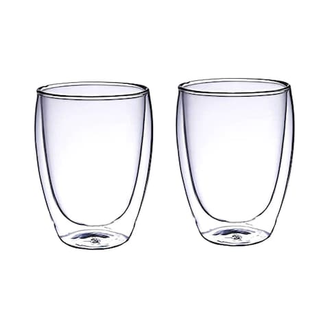 Blackstone Borosilicate Double Wall Glass Tumbler Cups DH931 Clear 350ml 2 PCS