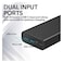 Promate Bolt-20 Compact Smart Charging Power Bank with Dual USB Output 20000Mah Black