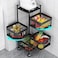 Dongbao Fruit Basket Holder Vegetable Storage Stand, 4 Tier Storage Trolley Organizer, Kitchen Storage Rack Vegetable Rack Kitchen Rotating Shelf, Black