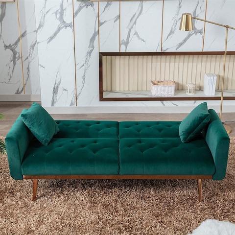 Generic Light Luxury Velvet Convertible Modern Sofa Cum Bed (Dark Green)