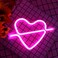 Cupid Love Neon Heart LED Sign Pink 29x18cm
