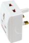 MODI Travel 3way Adapter with plustuc Square-Pin,Universal Power Wall Charger AC Power Plug(white)