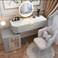 AWD Elegant Simple Advanced Solid Wood Dressing Table, Bedroom Dressing Table, with Smart Mirror and Stools Color Gray