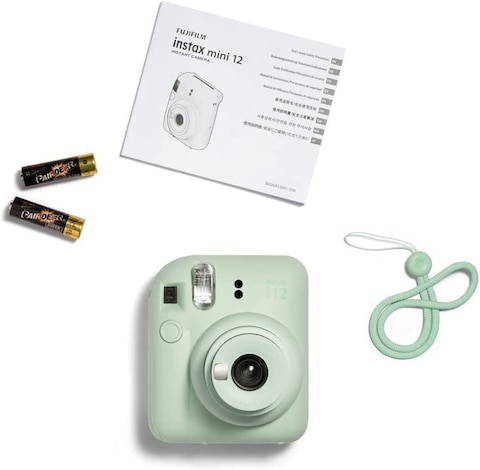 Fujifilm Instax Mini 12 Instant Film Camera, Auto Exposure With Built-In Selfie Lens, Mint Green