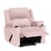 In House Velvet Classic Cinematic Recliner Chair With Cups Holder - Light Pink - Lazy Troy