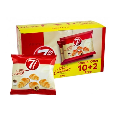 7 Days Mini Croissants With Cocoa Filling 44g x 10 + 2 Free
