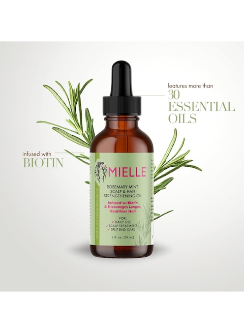 Mielle Organics Rosemary Mint Strengthening Set 2 Oils + Shampoo Infused With Biotin Cleanses And Helps Strengthen Weak And Brittle Hair 473ml