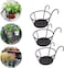 UAEJJ 3 Pack Hanging Baskets Iron Flower Pot Holder, Hanging Planter, Plant Stand, Over The Rail Basket For Indoor Outdoor Patio Balcony Garden Pot Or Fence Planters