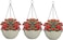 Vsell24&nbsp;3-Piece Round Hanging Flower Pot Set with Drainage Holes - Indoor, Outdoor Balcony Garden Pots, White, 25x16 cm