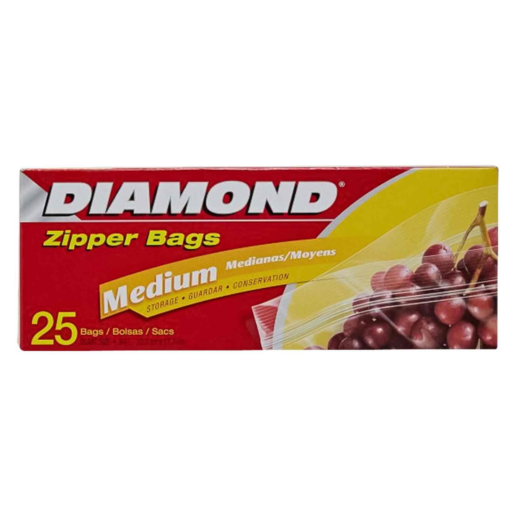 Diamond Zipper Storage Bags Bio Medium 25 Pieces