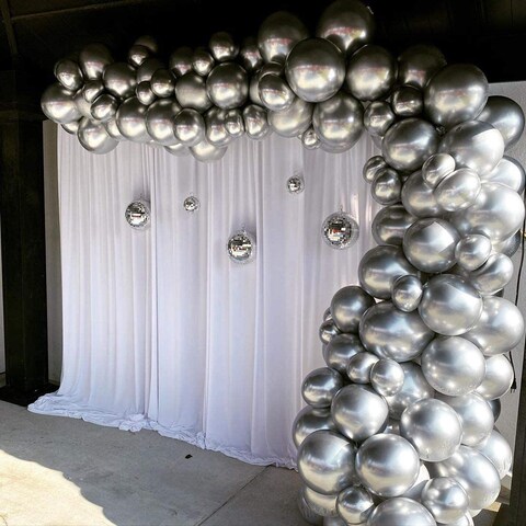 Erweicet 12Inch Chrome Metallic Silver Balloons For Party 50 Pcs Thick Latex Balloons For Party Decorations (Silver)