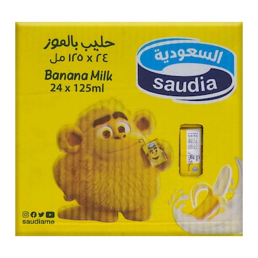 Saudia Long Life Banana Milk 125ml &times; 24