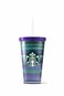 Starbucks Plastic Cold Cup Spring Soft Striped [Purple / Green] - 16oz (473ml)