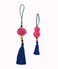2-Piece Pompom Fluffy Hanging Charms Pink 33/21cm