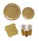 Party Time Serves 48 Guest Complete Party Pack Gold 9" Dinner Paper Plates , 7" Dessert Paper Plates, 9 oz Cups, 2 Ply Napkins - office parties, summer picnics, birthday party set, festivals, Gold Par