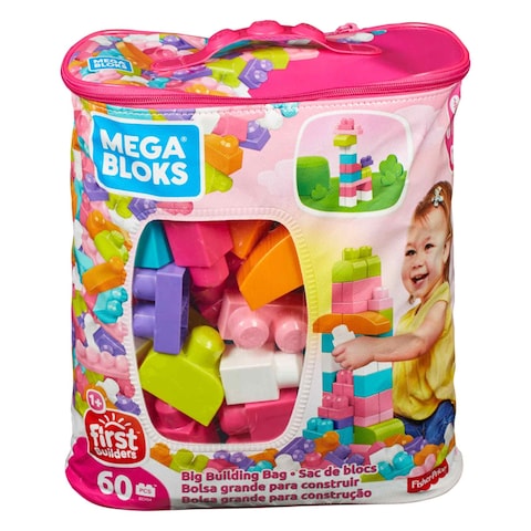 Fisher-Price Mega Bloks First Builders Big Building Block Bag Set 60 Pieces 1+ Years Pink