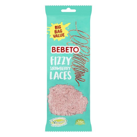 Bebeto Fizzy Strawberry Laces Candy 200g