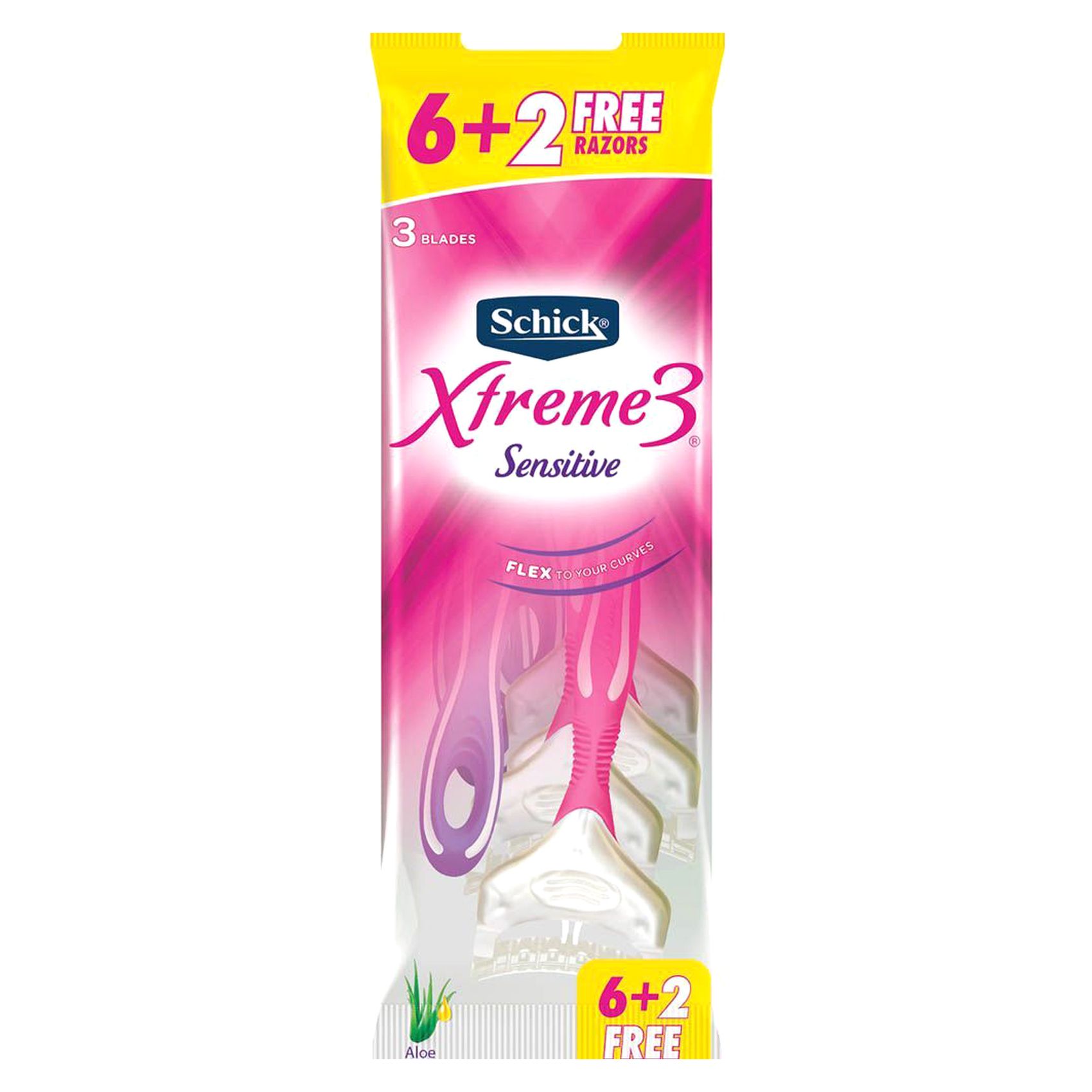 Schick Xtreme3 Sensitive Disposable Razors Pink 8pieces